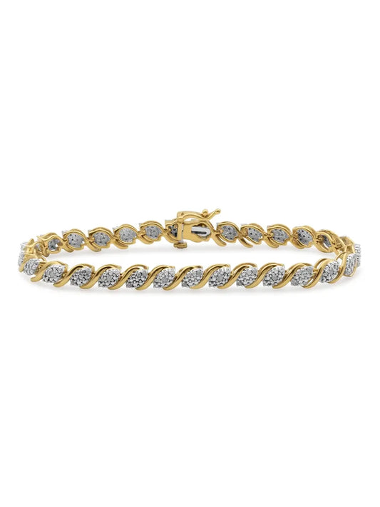 0.5 Carat T.W. White Diamond 1/2 Micron Yellow Gold Plating over Sterling Silver Bracelet