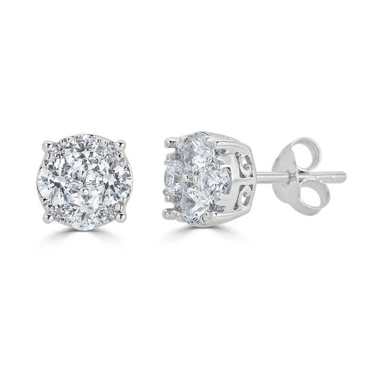 1/2 Carat tw Natural Diamond Stud Earrings Set in 925 Sterling Silver