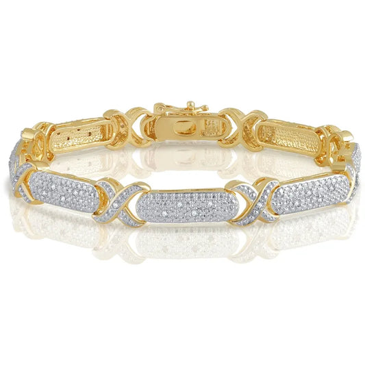 1/4 Carat T.W. Diamond Gold Tone Over Brass Fashion Bracelet, 7.5